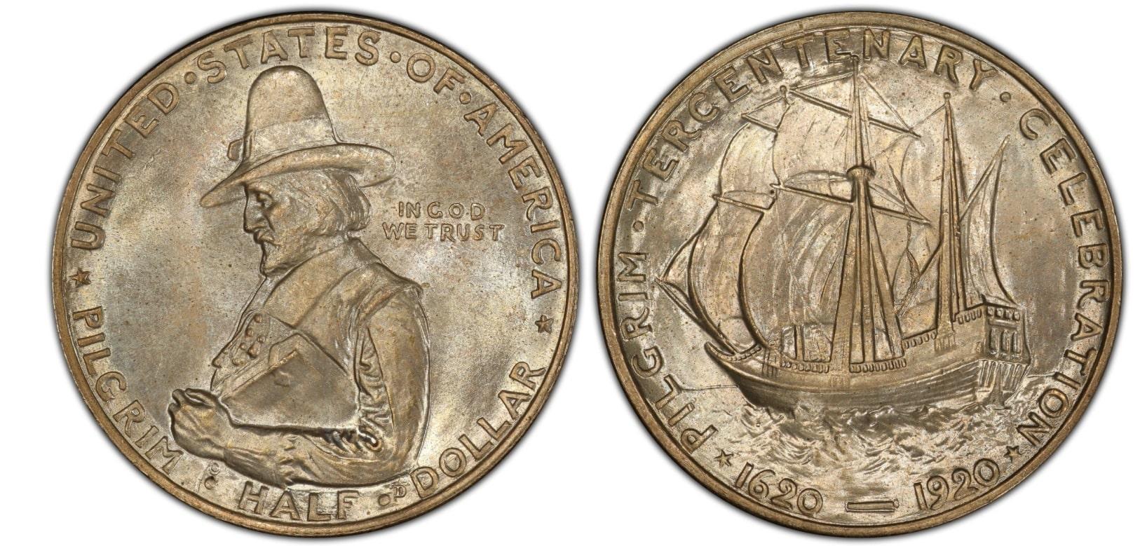 1920 50C Rev. Die Break FS-901 Pilgrim 