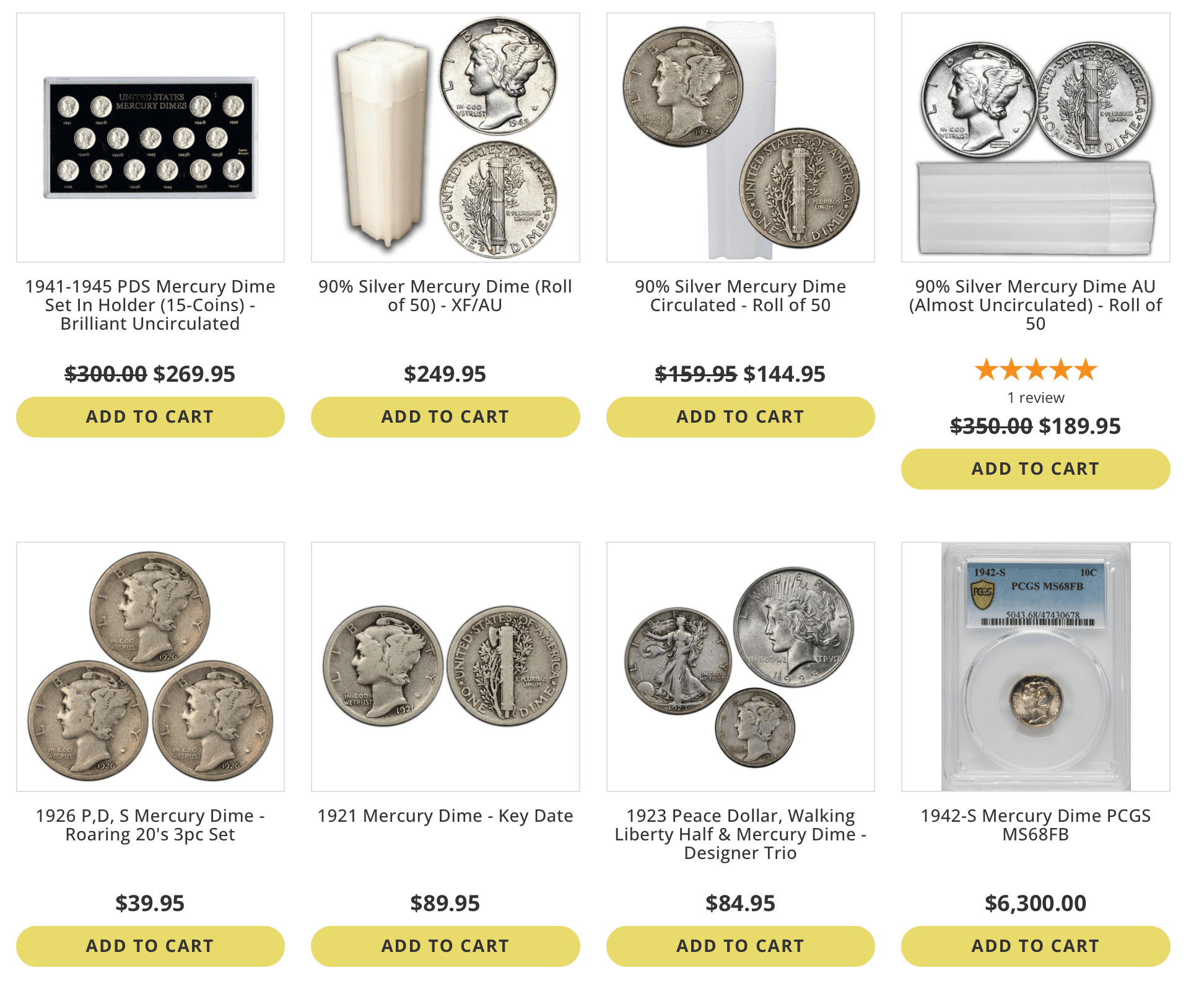 Shop Mercury Dimes Online