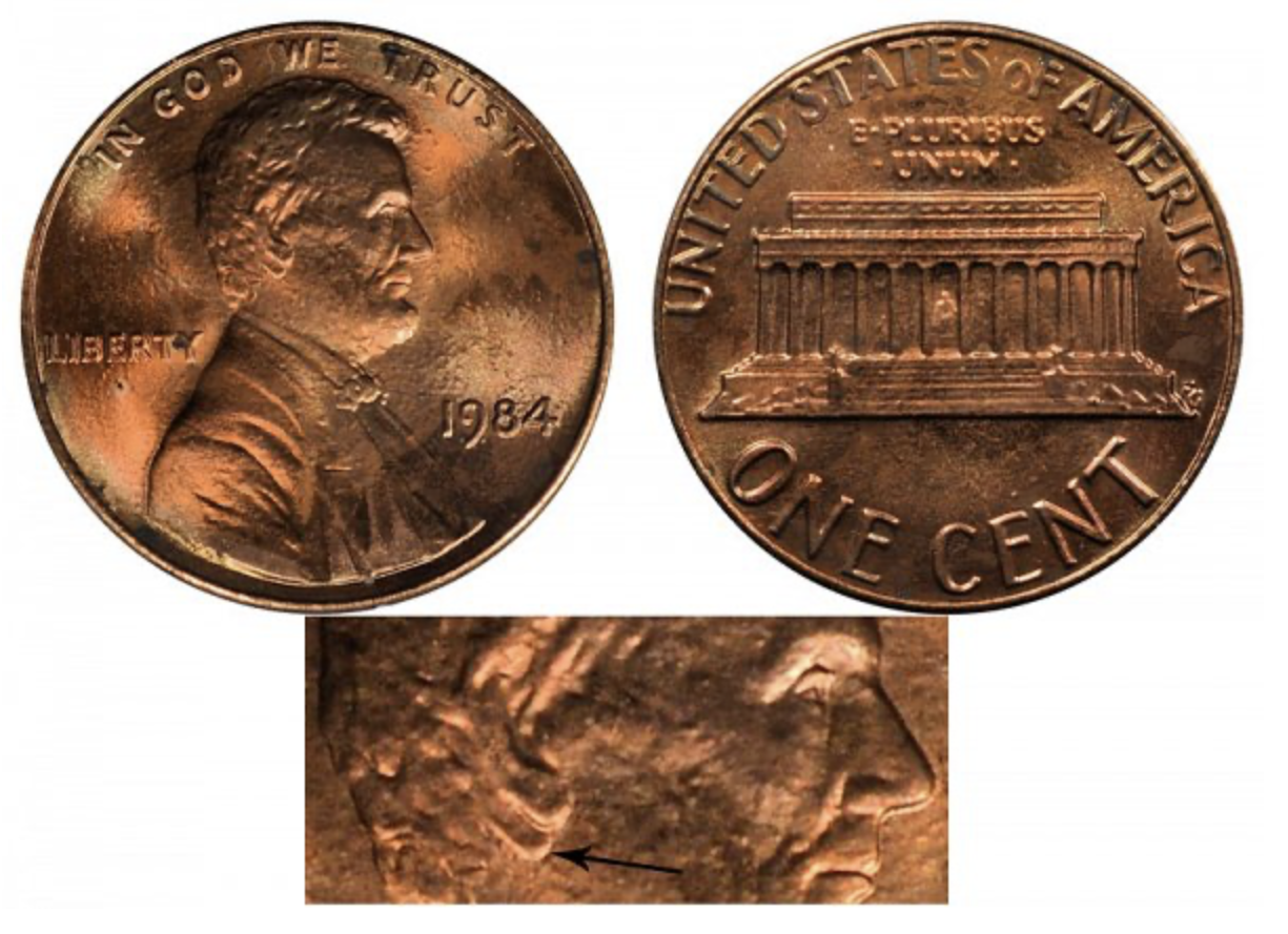 1984-P Doubled Die Ear Lincoln cent