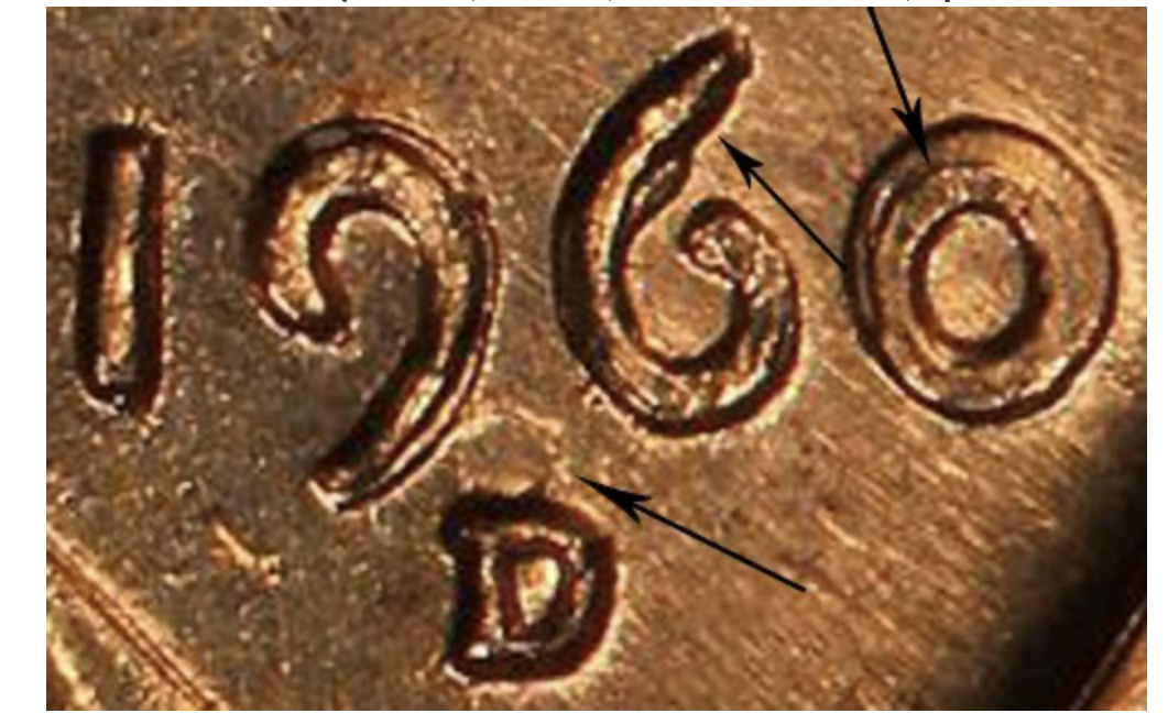 1960-D Small D Over Large D Lincoln cent