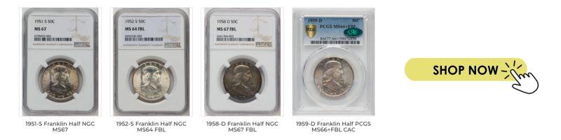 CERTIFIED Franklin Half Dollars