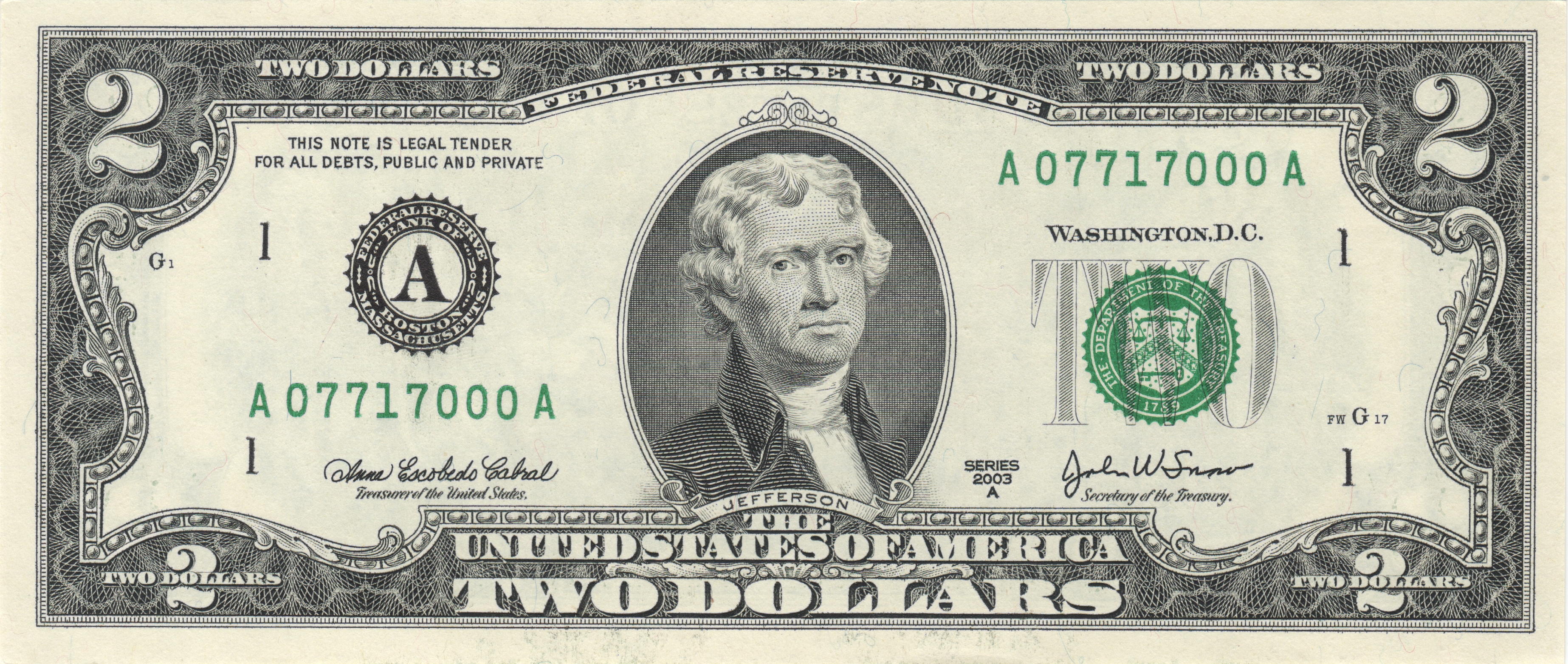 2003 $2 bill